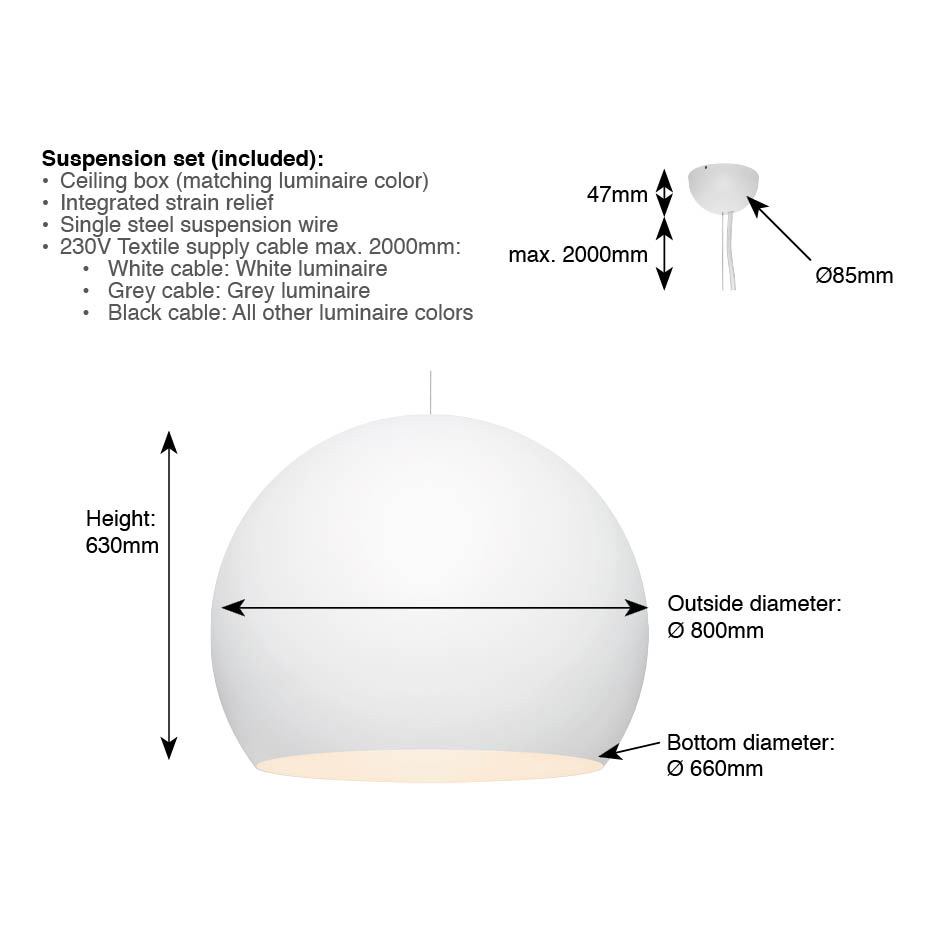 DOXIS Pendelleuchte Globe 800 strukturiert – Bild 5